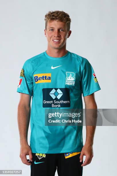 Nathan McSweeney poses during the Brisbane Heat Big Bash League headshots session on December 17, 2021 in Brisbane, Australia.