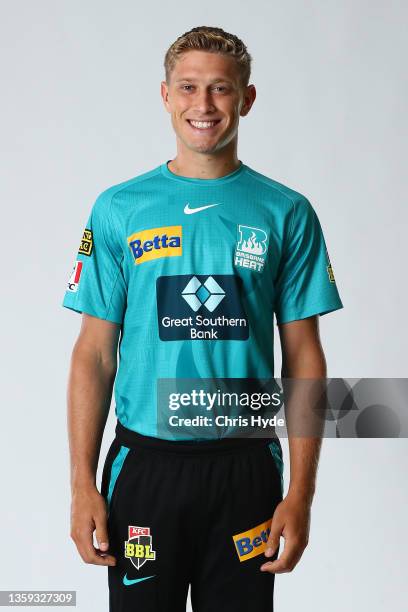 Will Prestwidge poses during the Brisbane Heat Big Bash League headshots session on December 17, 2021 in Brisbane, Australia.