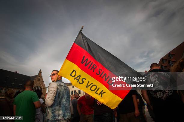 The AfD hold a demonstration on September 16,2018 at Köthen in Saxony-Anhalt, Germany. The demonstration followed the stabbing to death of a 35 year...