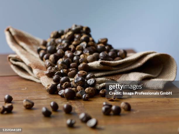 guarana seeds on a jute sack - guarana stock pictures, royalty-free photos & images