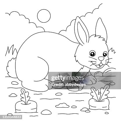 Rabbit Coloring Page For Kids High-Res Vector Graphic - Getty Images