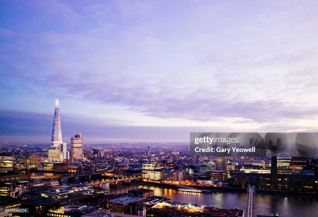 London city skyline at dusk