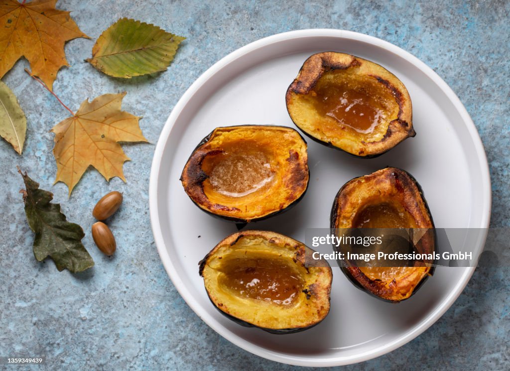 Baked acorn squash with brown sugar and butter