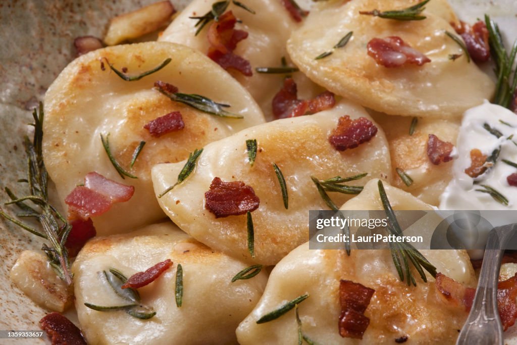 Roasted Garlic Cheddar Pierogi's