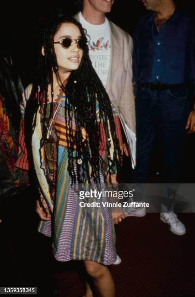 American actress Lisa Bonet , wearing sunglasses, attends an unspecified event in New York City, New York, 17th August 1987.