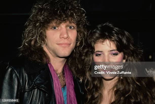 American singer, songwriter and guitarist Jon Bon Jovi and his girlfriend, Dorothea Hurley, attend the Rockers '85 awards ceremony, held at the...
