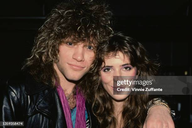 American singer, songwriter and guitarist Jon Bon Jovi and his girlfriend, Dorothea Hurley, attend the Rockers '85 awards ceremony, held at the...