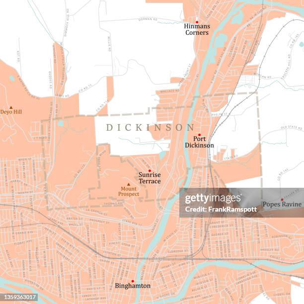 ny broome dickinson vector road map - broome county stock illustrations