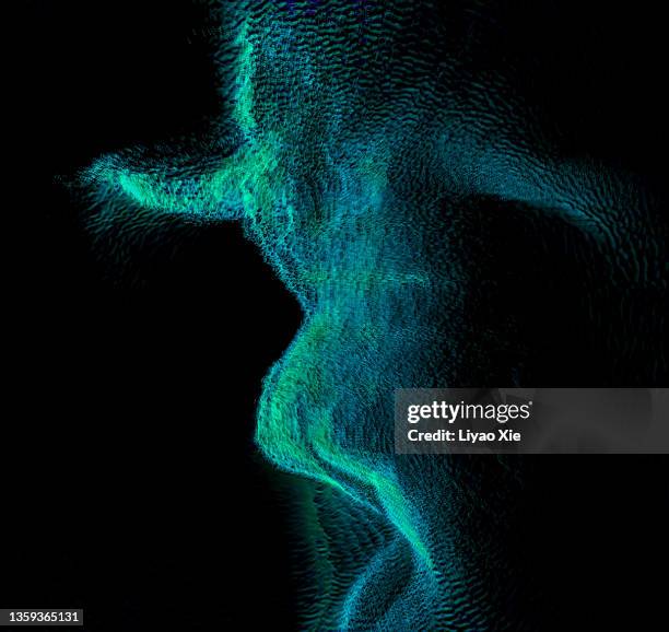 abstract digital pixelated woman symbol - particle texture stock pictures, royalty-free photos & images