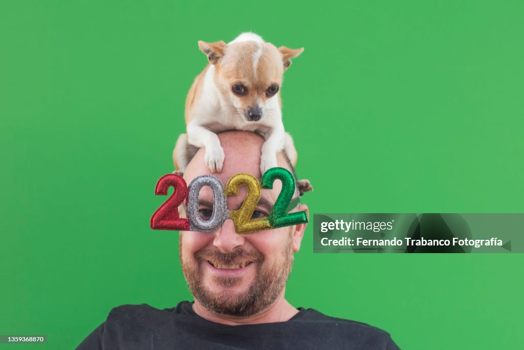 Man and dog at a party