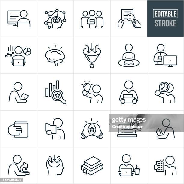 research thin line icons - editable stroke - scientist icon stock illustrations