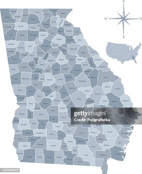 map of georgia - atlanta vector stock illustrations
