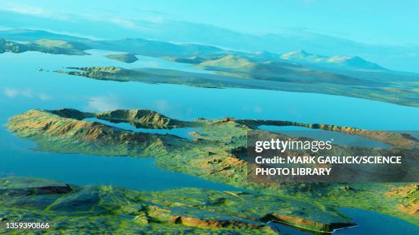 life on ancient mars - mars planet stock illustrations