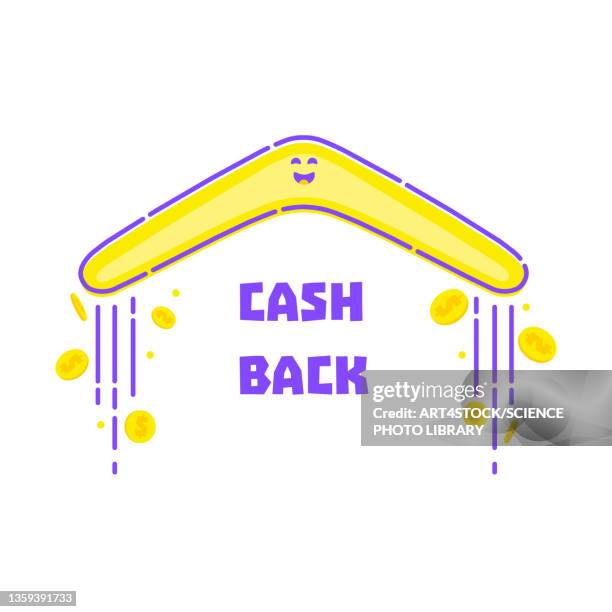 bildbanksillustrationer, clip art samt tecknat material och ikoner med cashback, conceptual illustration - store stock illustrations