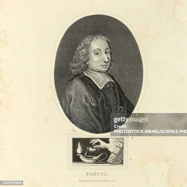 blaise pascal, french mathematician - copperplate engraving stock illustrations