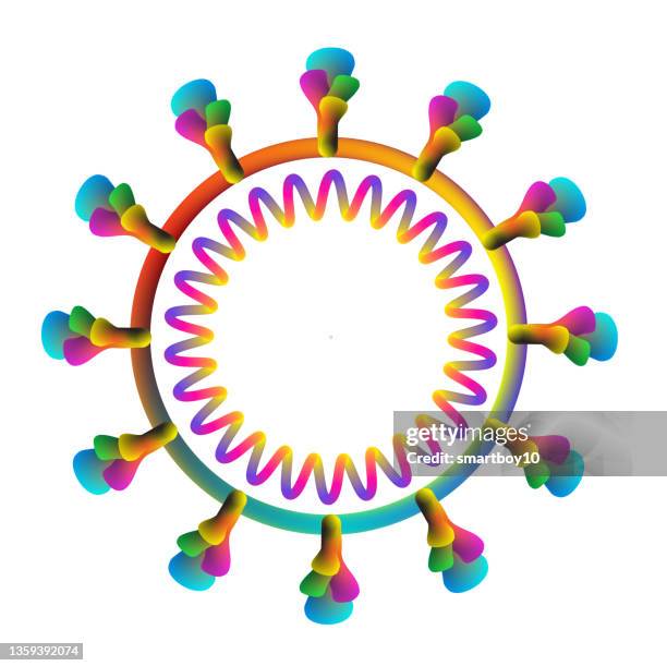 stockillustraties, clipart, cartoons en iconen met new variant of covid-19, coronavirus structure, omicron - capsid