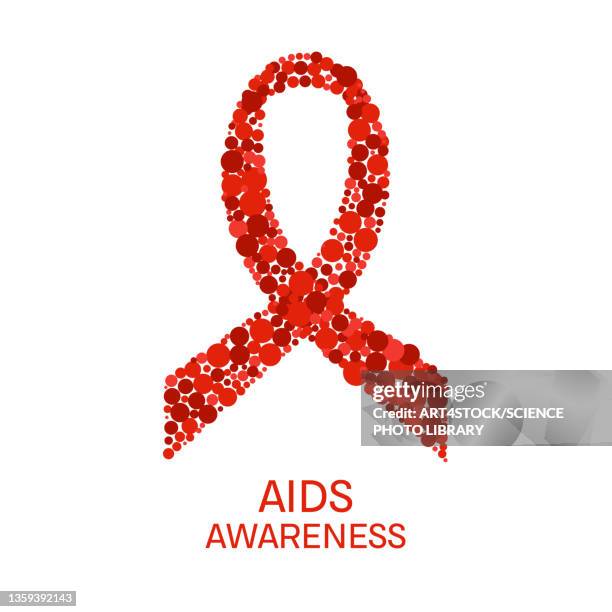 aids awareness ribbon, conceptual illustration - hiv prevention stock illustrations