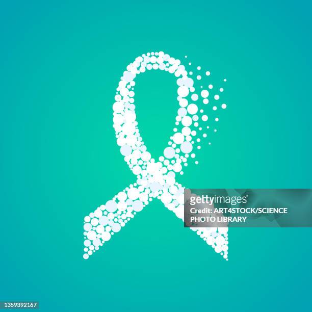 cervical cancer awareness ribbon, conceptual illustration - cervix stock-grafiken, -clipart, -cartoons und -symbole