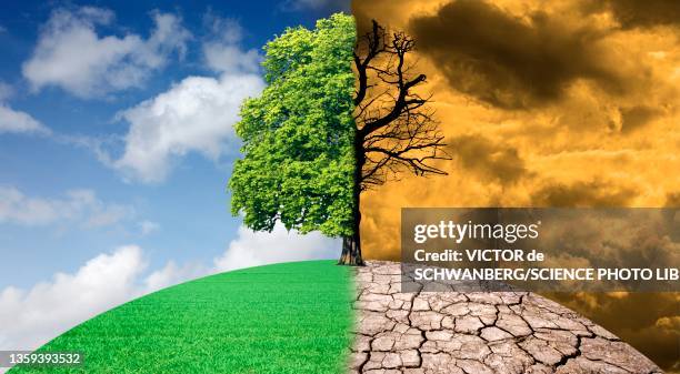 climate change, conceptual illustration - treibhauseffekt stock-grafiken, -clipart, -cartoons und -symbole