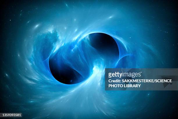 black holes merging in space, conceptual illustration - monopoly stock-grafiken, -clipart, -cartoons und -symbole