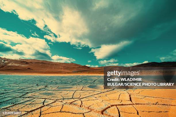 climate change, conceptual image - drought stock-fotos und bilder