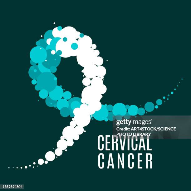 cervical cancer awareness ribbon, conceptual illustration - healthy lifestyle stock illustrations stock-grafiken, -clipart, -cartoons und -symbole