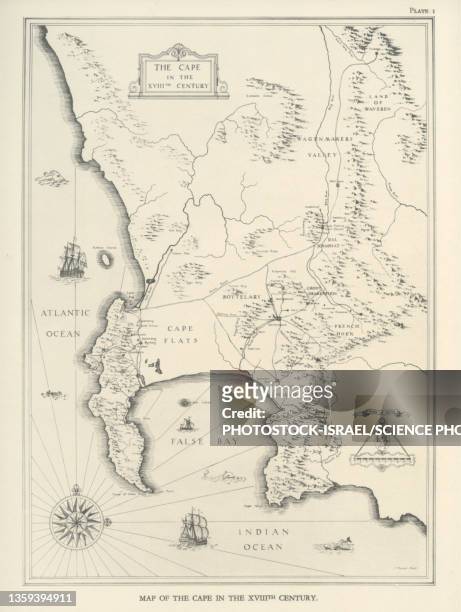 map of the cape, south africa, in the 17th century - cape of good hope stock illustrations