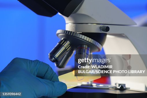 Researcher using a microscope Researcher using a microscope