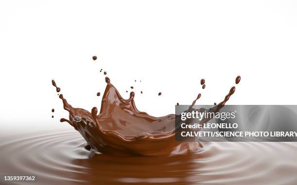 liquid chocolate crown splash with ripples, illustration - choco stock-grafiken, -clipart, -cartoons und -symbole