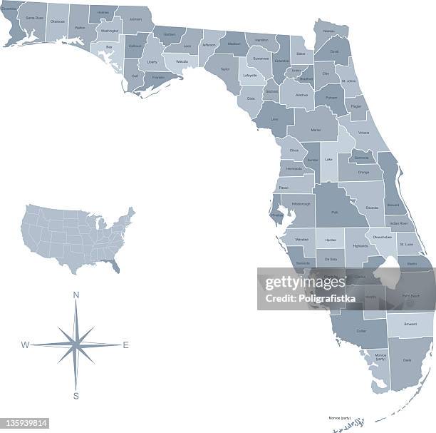 Florida Maps In Color Florida Map With Counties Photos and Premium High Res Pictures - Getty ...