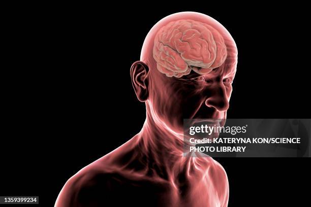 old man's brain, illustration - aging process stock illustrations