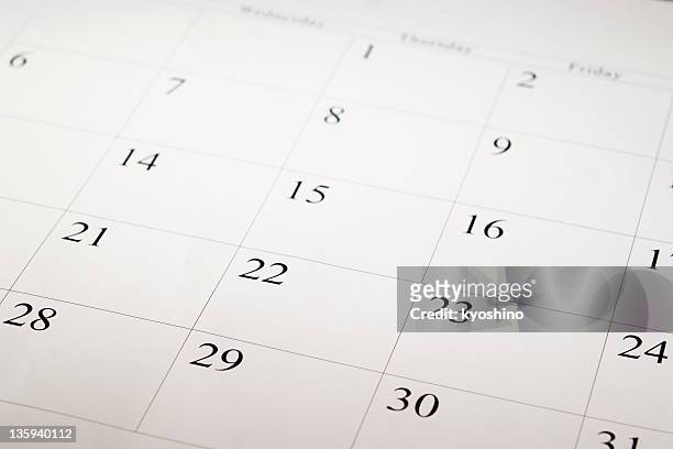 close-up shot of a blank calendar with calendar date - calendar stock pictures, royalty-free photos & images