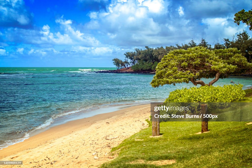 Anahola Beach in Hawaii,Scenic view of sea against sky