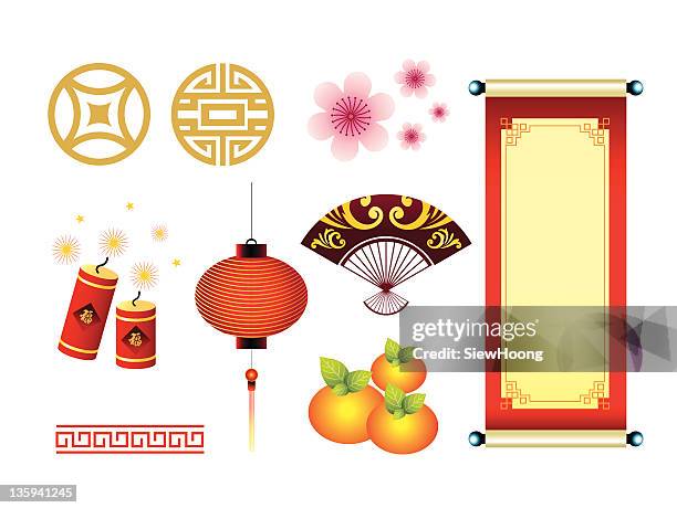 illustrations, cliparts, dessins animés et icônes de le nouvel an chinois icônes - lantern festival cherry blossom