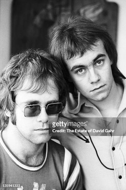 Elton John and Bernie Taupin pose for a portrait in November, 1970 in New York City, New York.