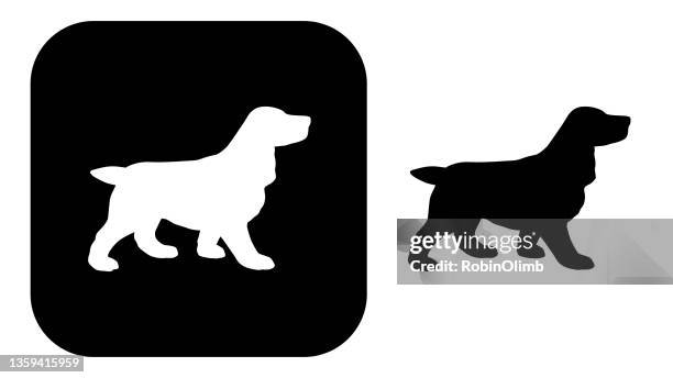 black and white cocker spaniel icons - cocker spaniel stock illustrations