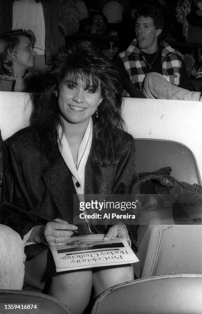 The Facts Of Life" actress Nancy McKeon appears at the Pro-Celebrity Hockey Challenge charity game between former pro Hockey players and celebrities...