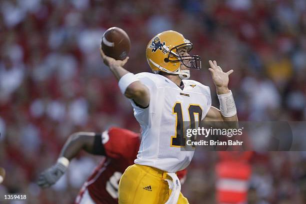Quarterback Chad Christensen of the Arizona State Sun Devils throws a pass during the NCAA football game against the Nebraska Cornhuskers on August...