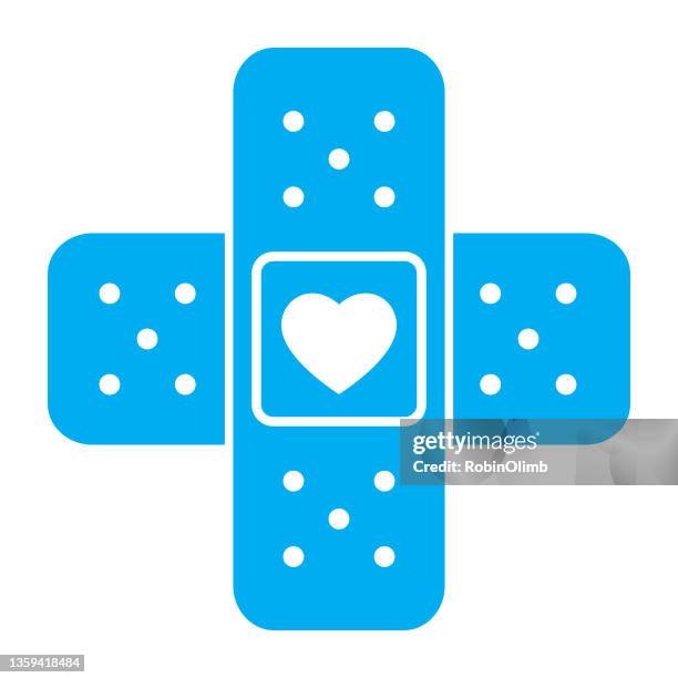 blau blau klebebandagen icon - robinolimb heart stock-grafiken, -clipart, -cartoons und -symbole