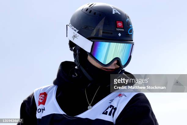 Louie Vito of Team Italy competes in the men's snowboard superpipe qualifier during day 2 of the Dew Tour at Copper Mountain on December 16, 2021 in...