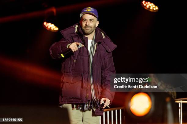 Rapper/producer The Alchemist performs onstage during Day 1 of Rolling Loud Los Angeles at NOS Events Center on December 10, 2021 in San Bernardino,...