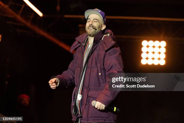 Rapper/producer The Alchemist performs onstage during Day 1 of Rolling Loud Los Angeles at NOS Events Center on December 10, 2021 in San Bernardino,...