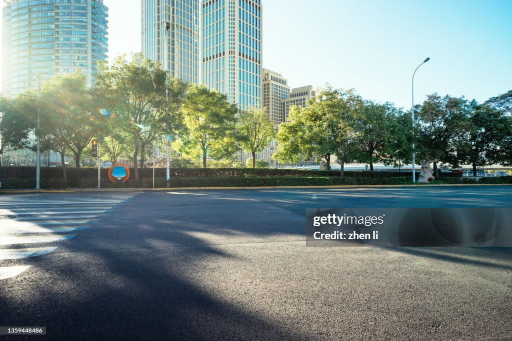 City street at sunset