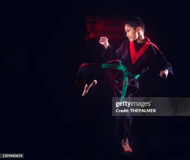 latin 9 years old karate kid - karate stock pictures, royalty-free photos & images