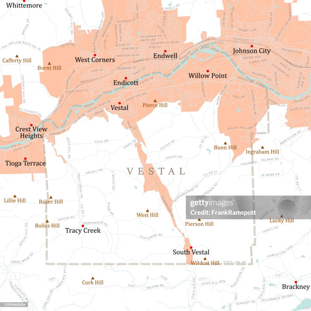NY Broome Vestal Vector Road Map