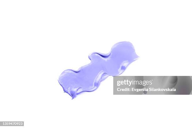 very peri smear of creamy eye shadow isolated on white. - stoffmuster stock-fotos und bilder