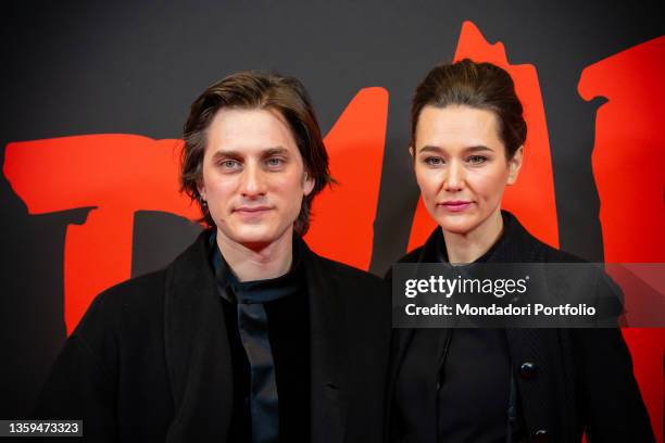 Italian actor Luca Marinelli with his German actress wife Alissa Jung on the red carpet for the Diabolik movie Premiere. Milan , December 15th, 2021