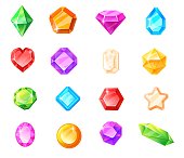 Game crystals, magical stone jewel, cartoon vector illustration, isolated icon