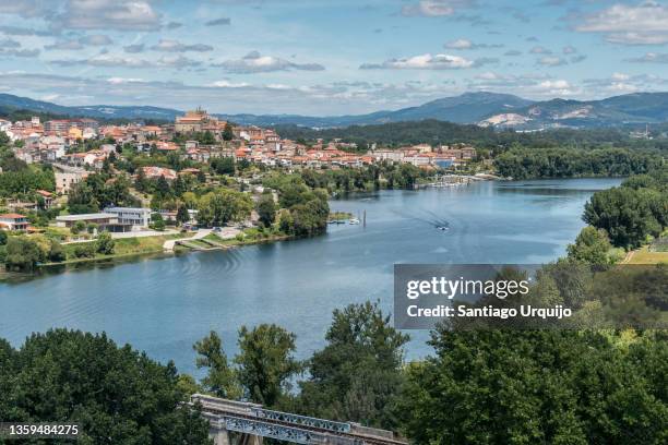 tui and minho river seen from fortress of valença do minho - viana do castelo district stockfoto's en -beelden
