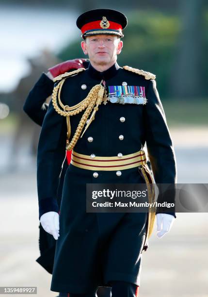 Major General Chris Ghika attends The Sovereign's Parade at the Royal Military Academy Sandhurst on December 10, 2021 in Camberley, England. The...